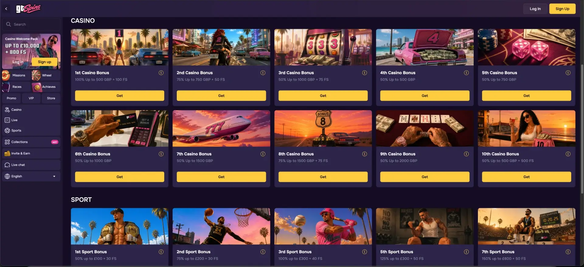 GTspins casino welcome bonuses