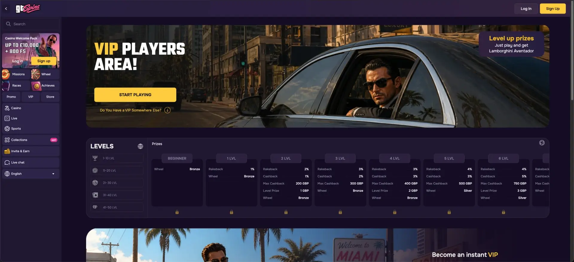 GTspins Rewards VIP programme